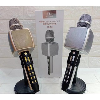 Micro bluetooth hát karaoke YS-92, Mic live stream không dây, âm thanh cực hay, hỗ trợ thu âm và ghi âm