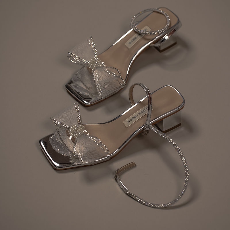 Nhân Vật Nữ Xinh Đẹp 2022Sandal Hở Gót Đính Đá Phối Nơ Xinh Xắn Dành Cho Nữ