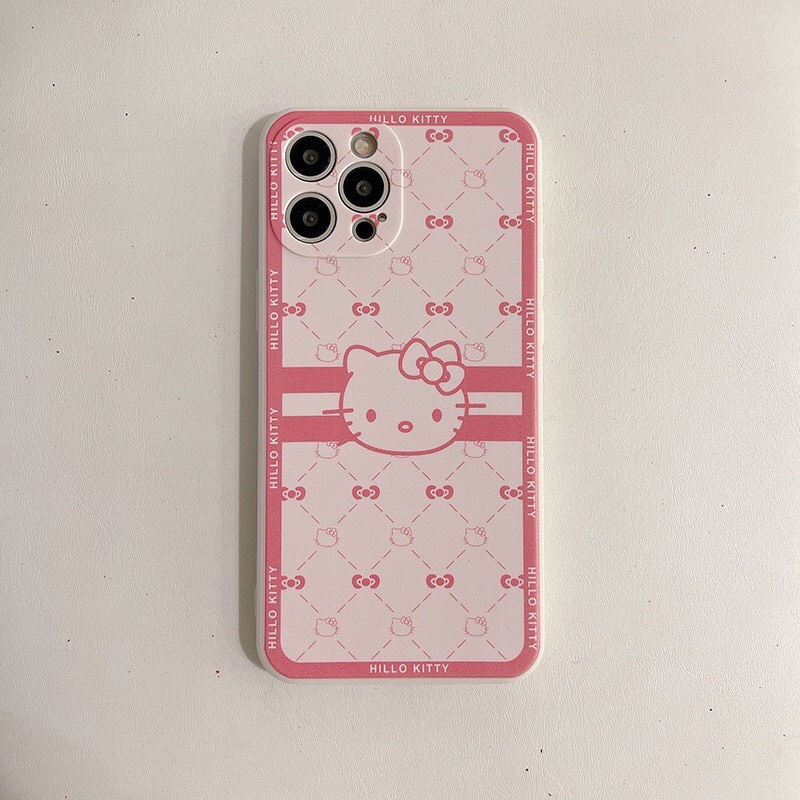 Ốp Lưng Iphone Cạnh Vuông, Bảo Vệ Camera Hình Hello Kitty ip 7Plus,8Plus,x,xs,xsmax,11,11promax,12,12promax,13,13promax