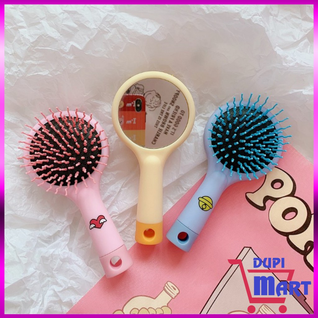 [2 IN 1]Lược Chải Tóc Rối Rainbow Massage Có Gương Nhiều Màu Sắc Xinh Xắn Ngỗ Nghĩnh