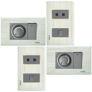 Ổ cắm công tắc, ổ cắm thoại, ổ cắm mạng, dimmer đèn, dimmer quạt, nút chuông, ổ cắm usb Uten V7 chữ nhật