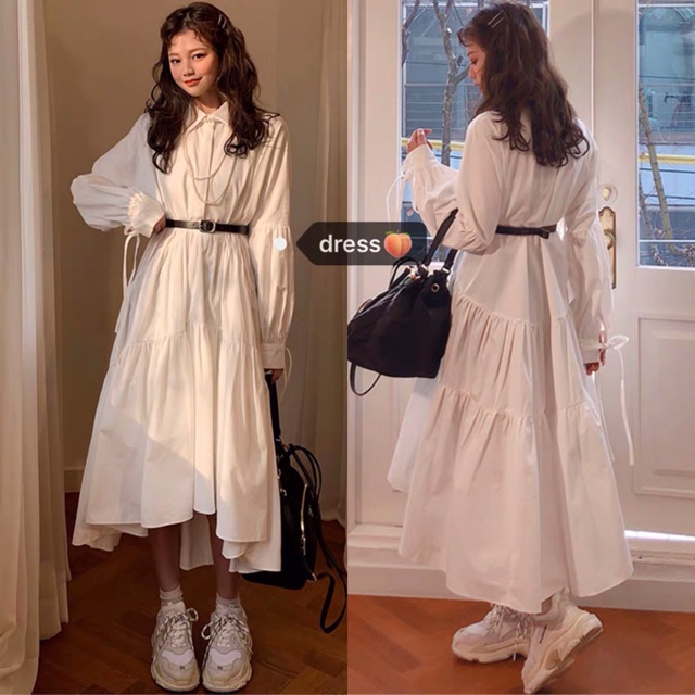 VÁY SƠ MI TRẮNG DÀI (chụp kỉ yếu, prom,vintage)