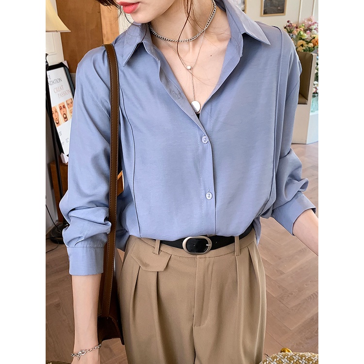Autumn office Women Long Sleeve Chiffon White Blouse Shirt