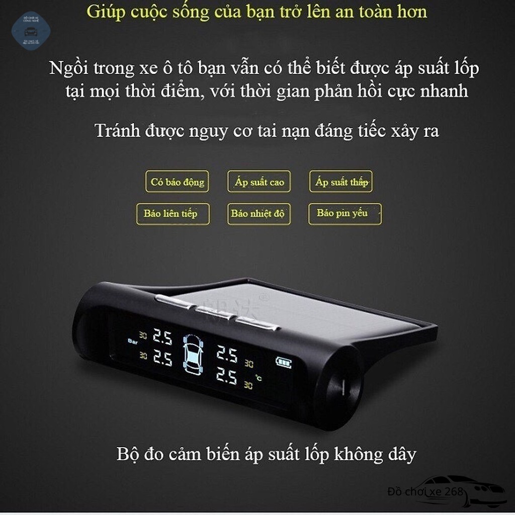 TPMS Đo áp suất lốp cho ô tô sử dụng năng lượng mặt trời cảm biến gắn trong hoặc ngoài