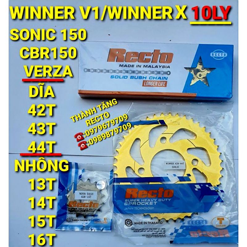 NHÔNG SÊN DĨA VÀNG 10LY WINNER V1/WINNER X/SONIC 150/CBR150 VERZA DĨA 42T 43T 44T