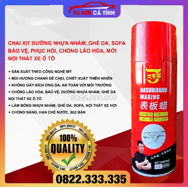 [⚡️FLASH SALE⚡️]  Dung Dịch Dưỡng, Phục Hồi Nhựa Nhám, Làm Đen nhựa nhám, Làm Mới Ghế Da DASHBOARD WAXING 450ml