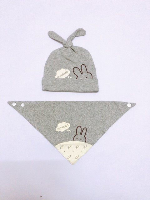 SET KHĂN + MŨ 100% COTTON CHO BÉ TỪ 3TH - 3T(1)