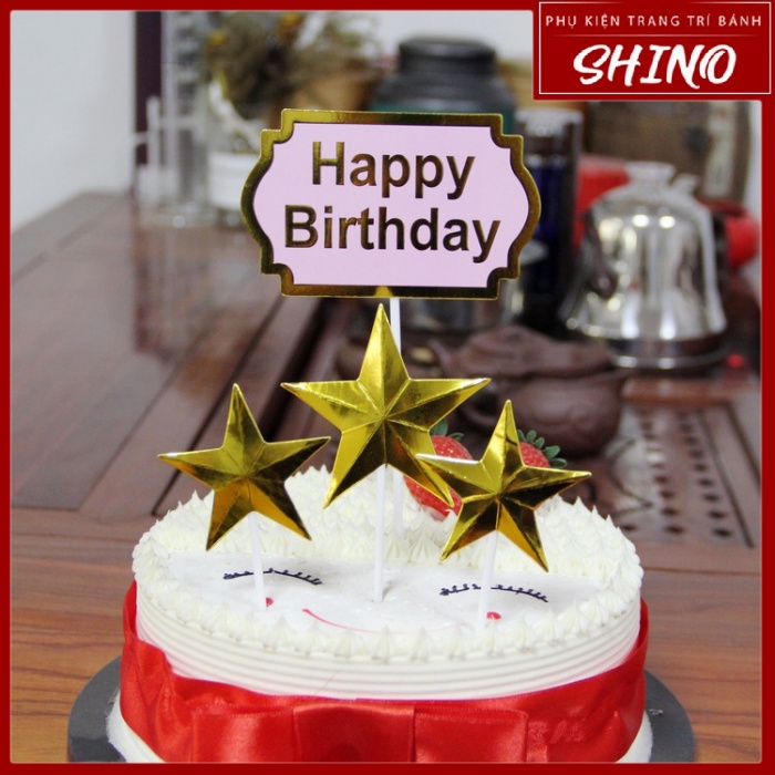 Bộ Bảng HPBD Và ngôi Sao Trang Trí Bánh Kem
