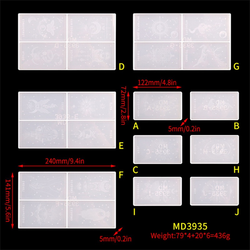 Khuôn Silicone Làm Mặt Dây Chuyền Thẻ Bài Tarot Arcana Độc Đáo DIY