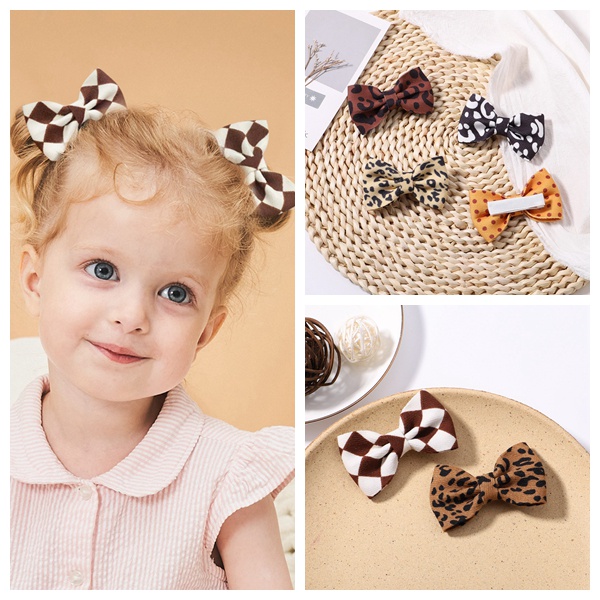 Set 2 kẹp tóc hình nơ KIDSBOWS họa tiết da báo 1.2 inch thời trang cho bé gái