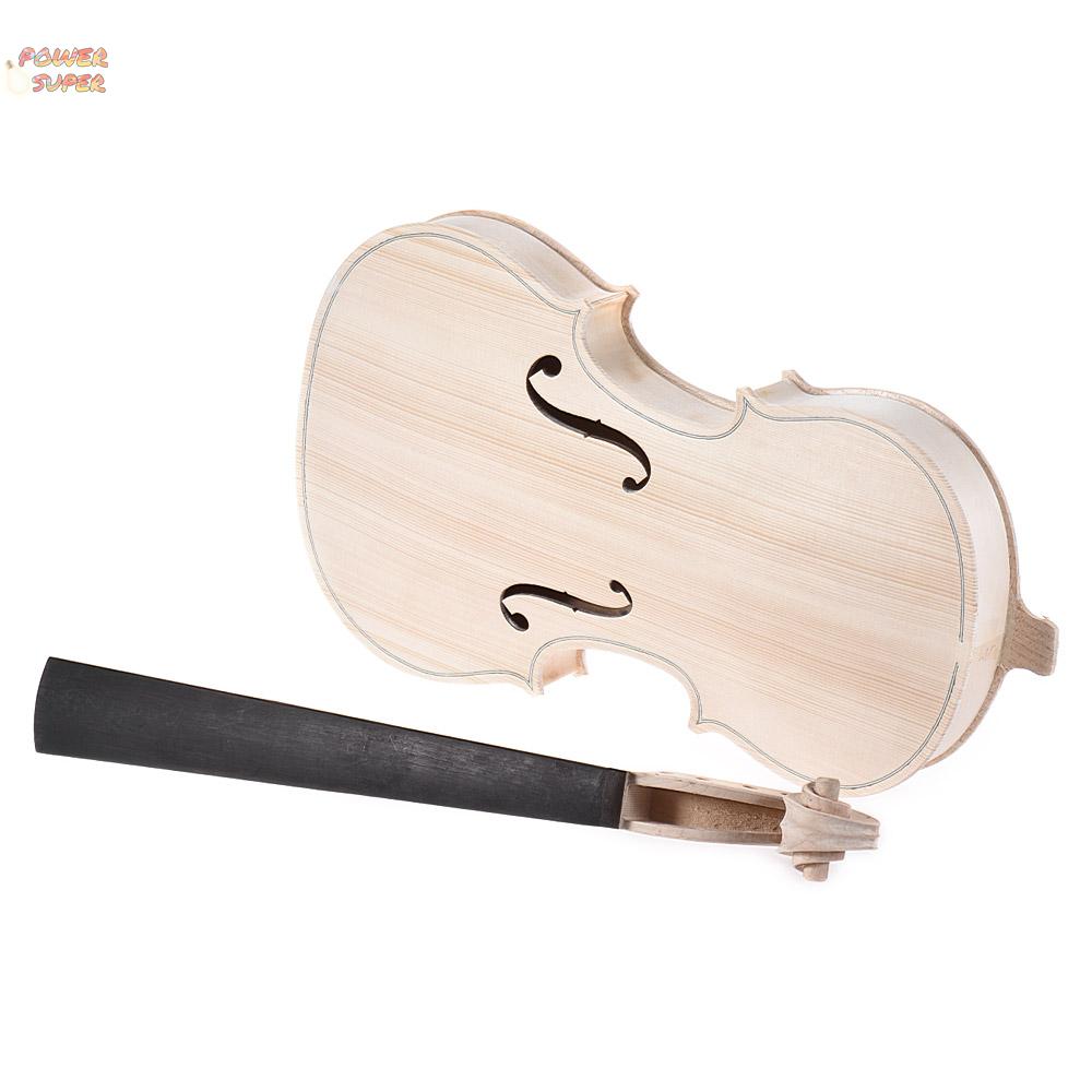 DIY 4/4 Full Size Natural Solid Wood Acoustic Violin Fiddle Kit Spruce Top Maple Back Neck Ebony Wood Fingerboard Accessory Tailpiece