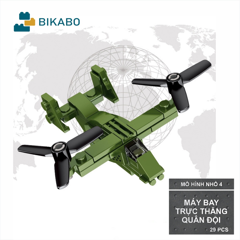 Đồ chơi mô hình máy bay trực thăng chiến đấu 324 chi tiết 10 trong 1, mô hình lắp ráp máy bay chiến đấu, BIKABO