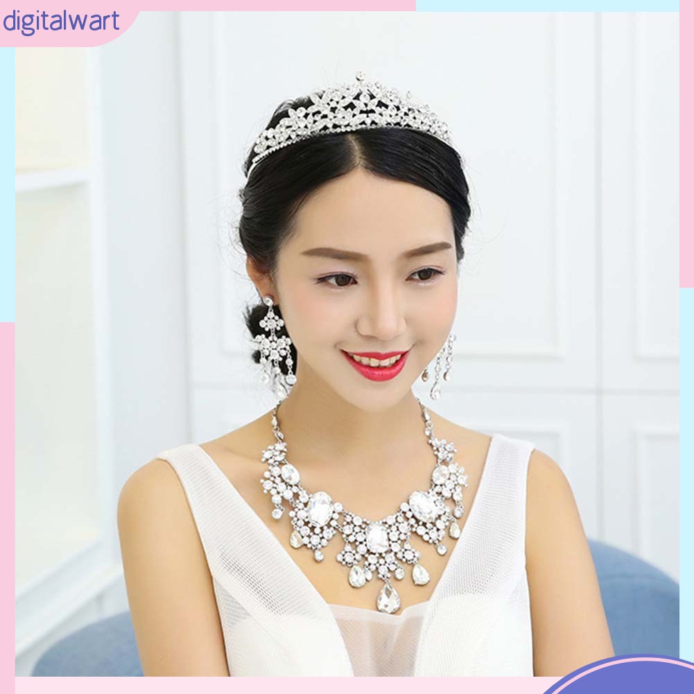 Set 2 Vòng cổ Và Đôi Khuyên Tai Đính Đá Thời Trang Dành Cho Nữ