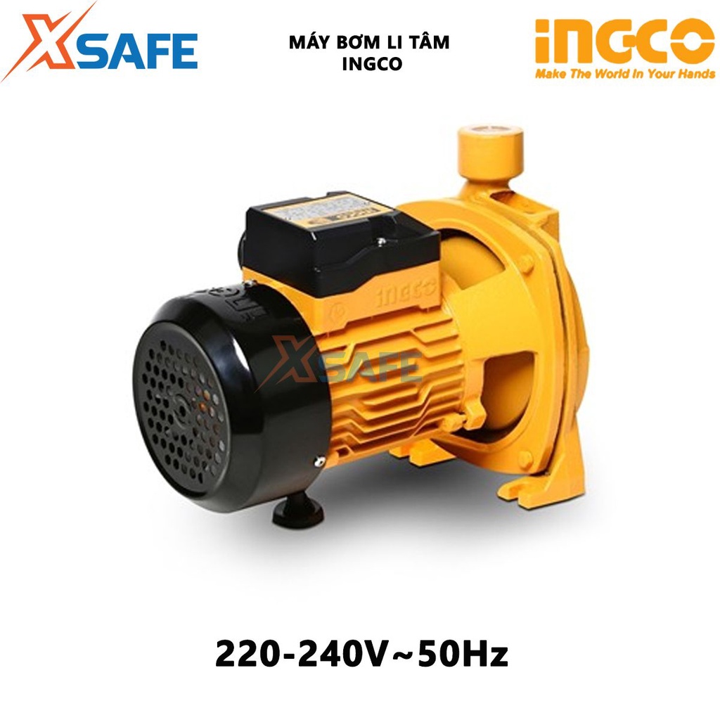 Máy bơm li tâm INGCO CPM7508 Máy bơm nước công suất 750W(1HP), chiều cao bơm tối đa 30m, hút/bơm sâu tối đa 8m - XSAFE