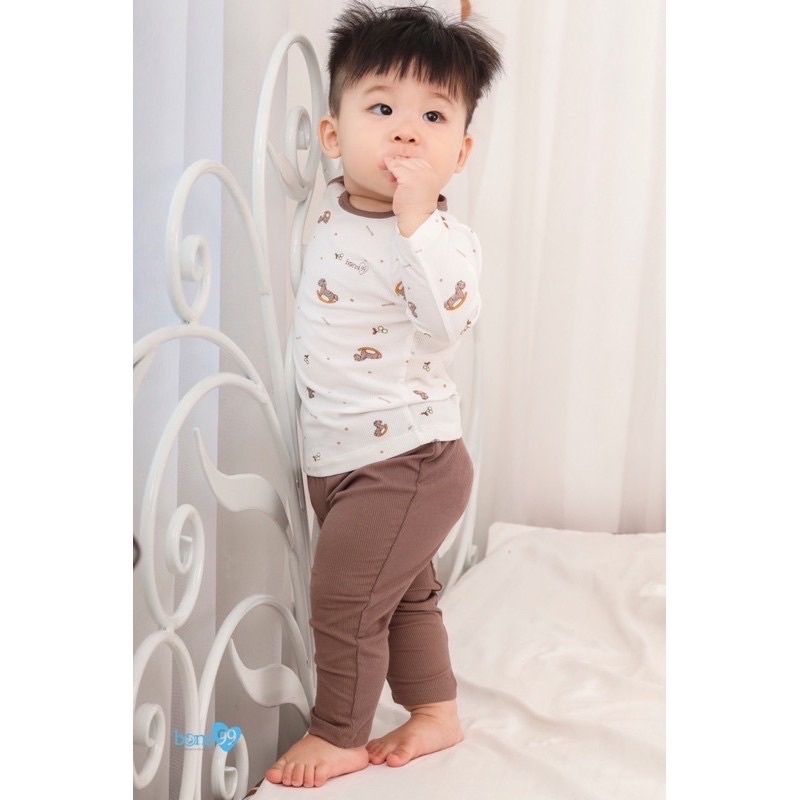 [Chính Hãng] Bộ dài tay vải tăm Bons99 nằm điều hoà Bé trai Bé gái 6M - 4Y