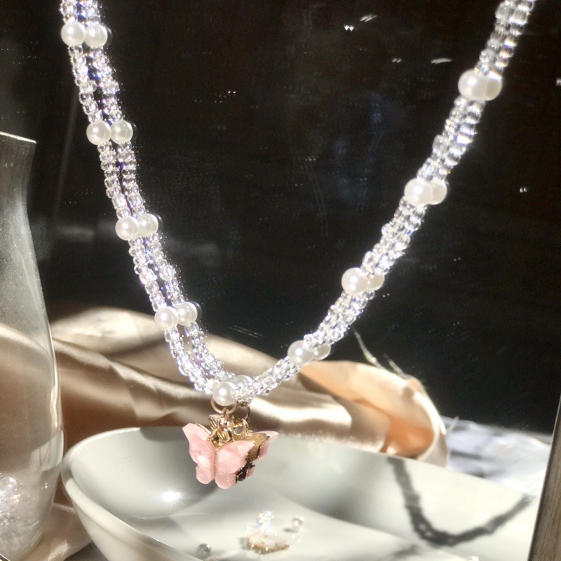 Dây chuyền hạt cườm mặt Butterfly 🦋 3 màu sang trọng đơn giản phong cách Hàn Quốc