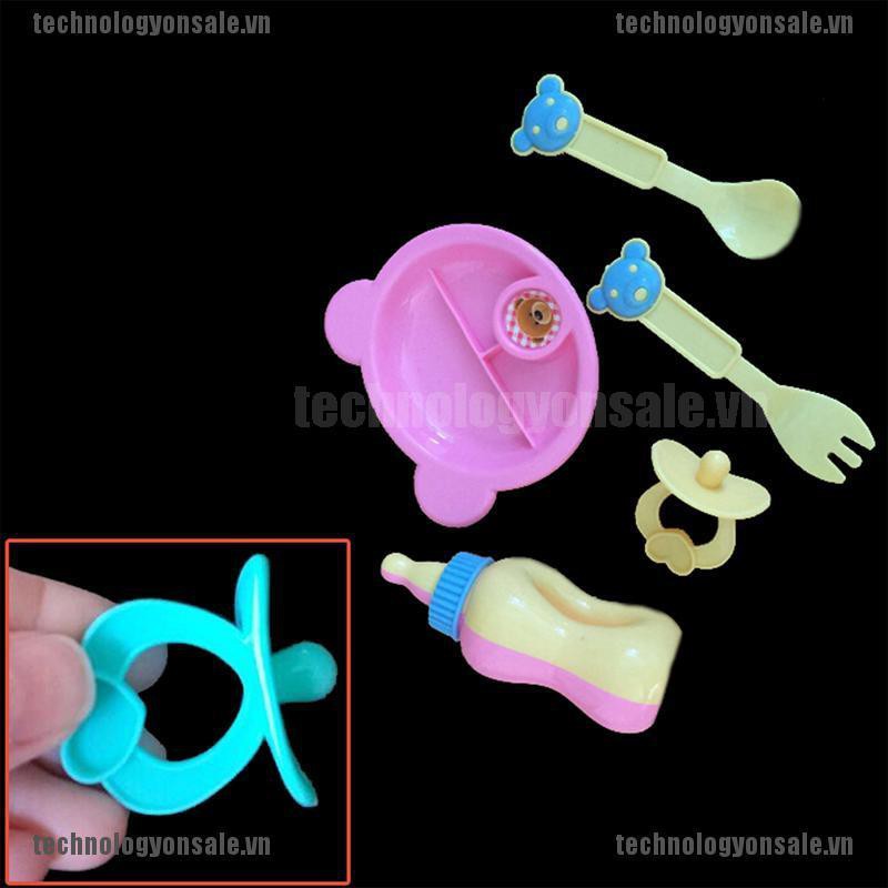 [😎😎Tech] 5pcs Doll Tableware for 43cm Baby Born Zapf Doll Accessories Kids Pretend Play Gift [VN]