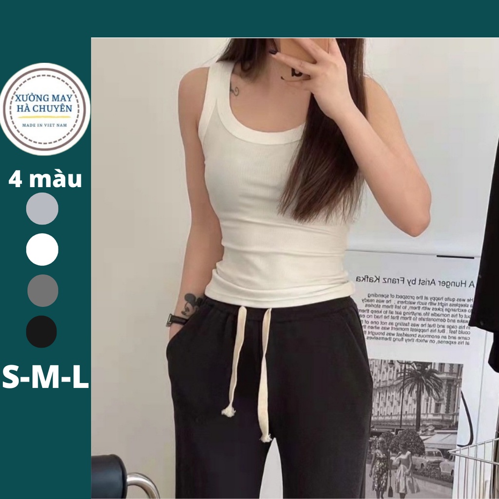 Áo ba lỗ nữ không tay cotton, Áo tanktop nữ trơn khoét vai cá tính chất thun tăm mềm mịn mát mã AD08