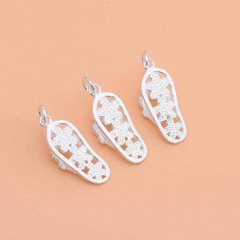 Charm móc treo chiếc dép có hoa văn - Charm Bạc 925 - Mã CB360-1