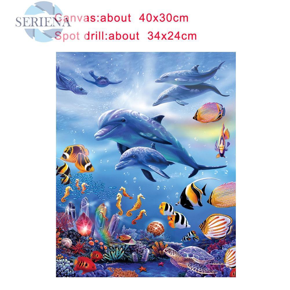 Tranh Thêu Trang Trí Thủ Công 5d Hình Thế Giới Dưới Biển # 8y