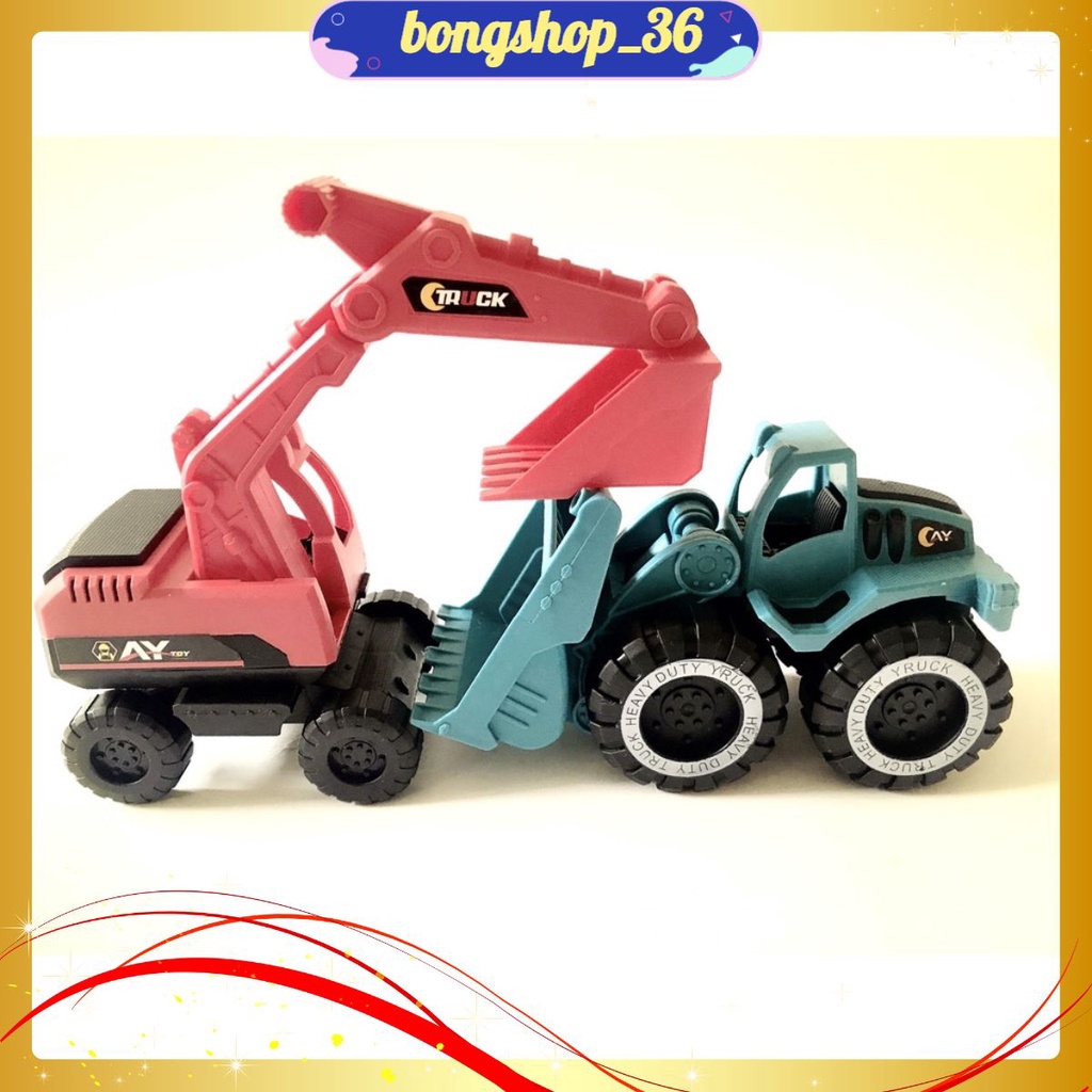 Sét 2 Xe Máy Xúc Máy Cẩu Đồ Chơi Chạy Quán Tính Đủ Màu Cho Bé, Xe Đồ Chơi.