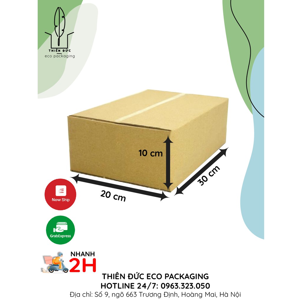 Combo 10 THÙNG GIẤY 30x20x10 CM GIÁ RẺ - BAO BÌ XANH - THÙNG CARTON dùng đóng hàng, chuyển đồ, lưu trữ đồ đạc