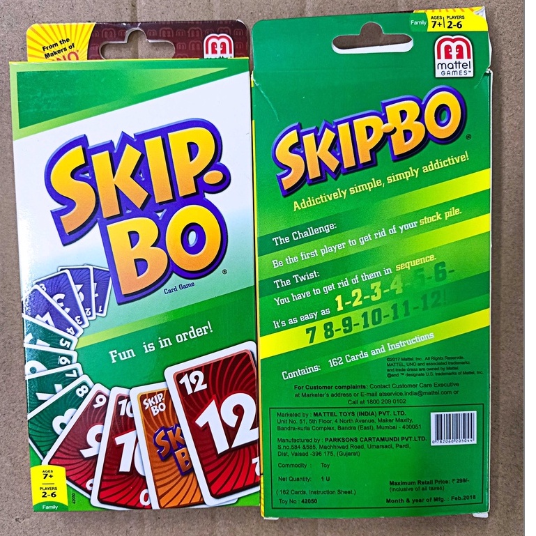 Bộ bài trò chơi Uno SKIP BO - Giấy Bìa Cứng Cao Cấp Skipbo Thẻ Bài Uno Vui Nhộn Độc Đáo