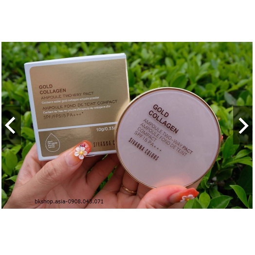 Phấn Phủ Kiềm Dầu ,Chống Nắng Sivanna Colors Gold Collagen SPF 15 PA ++ HF675
