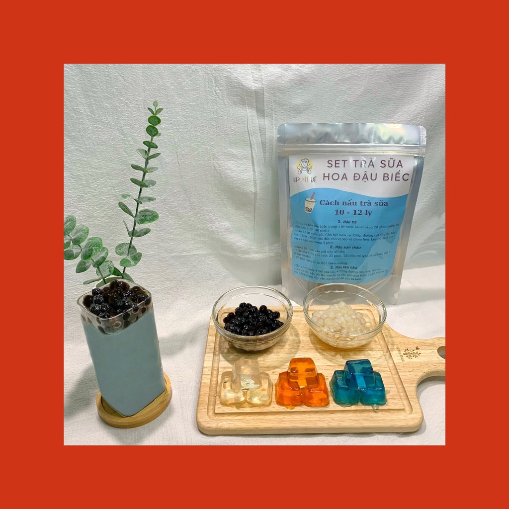 Set Nguyên Liệu Trà Sữa Hoa Đậu Biếc Nấu 10 - 12 Ly Full Topping - UP MÌ ĐÊ | BigBuy360 - bigbuy360.vn