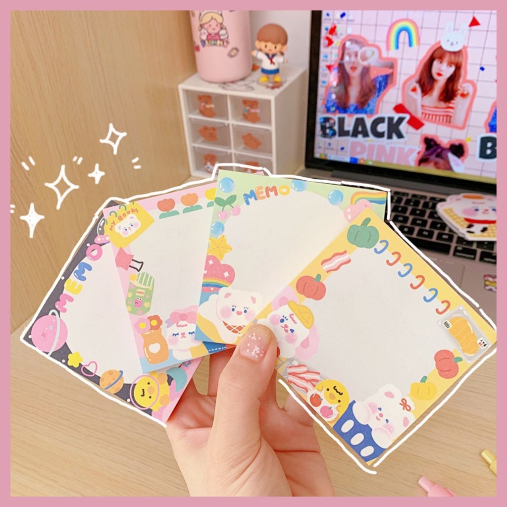 GIẤY NOTE VUÔNG KAWAII SIÊU XINH (4 MẪU)