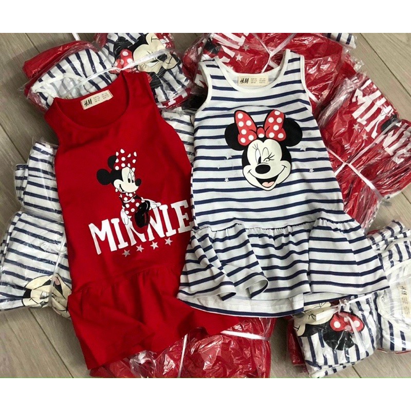 Váy sát nách mickey đỏ HM 1-10Y (có ảnh thật)