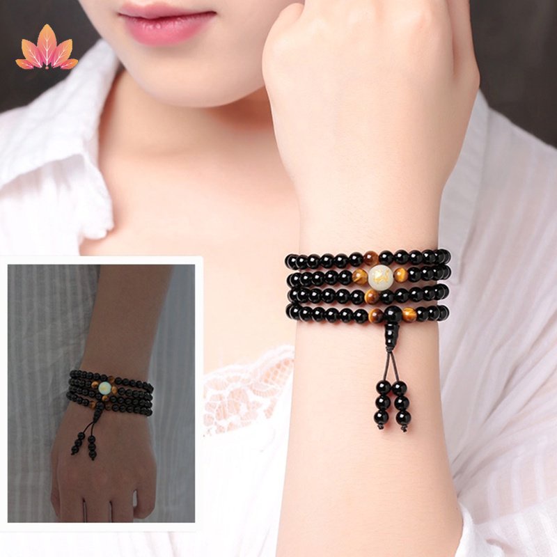 Vòng Tay Chuỗi Hạt Đá obsidian 108 Lớp JP5