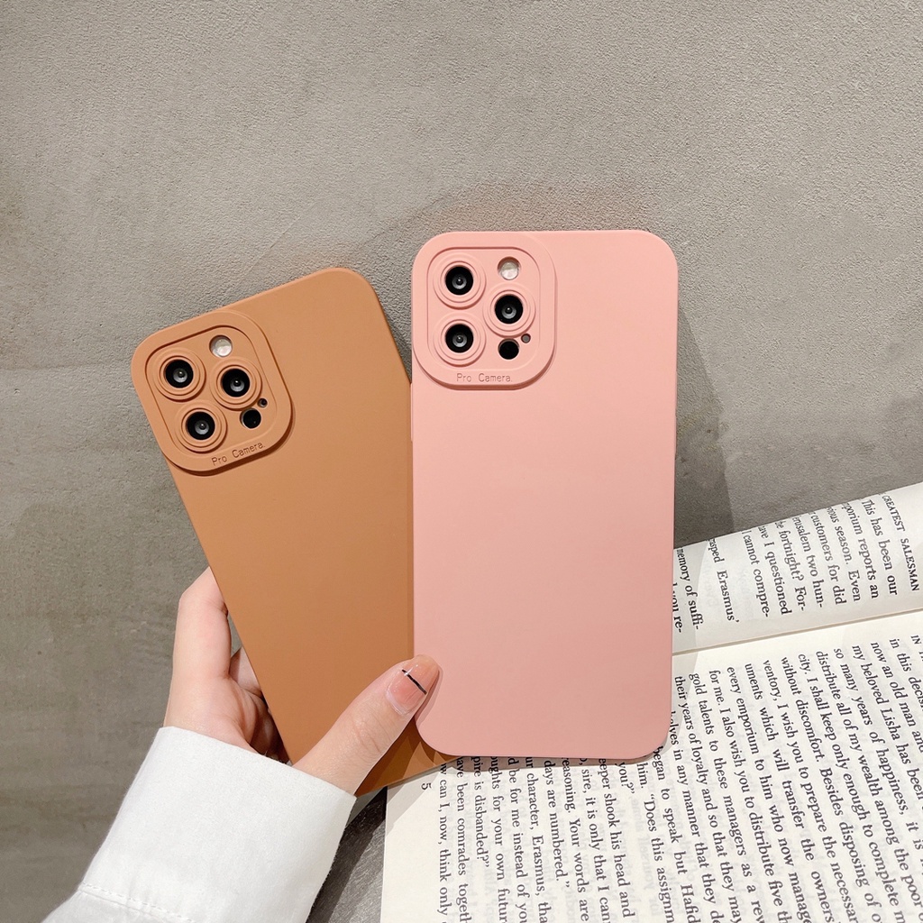 Ốp điện thoại mềm màu nâu / hồng đơn giản thích hợp cho Iphone 12 Pro Max 11 Pro Max Xs Max Xr X 7plus Ins13 Proamx