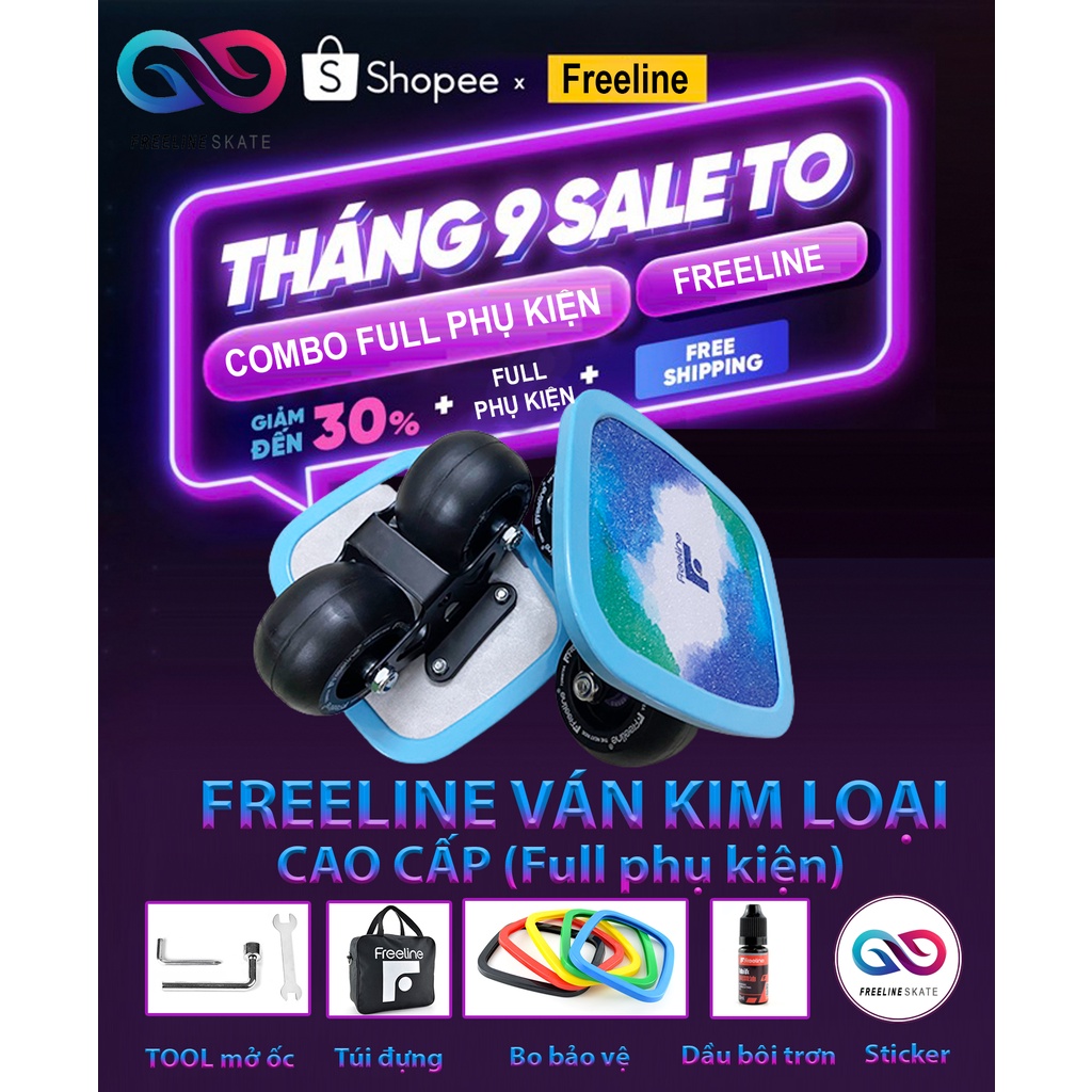 VÁN TRƯỢT FREELINE SKATE HỢP KIM  XANH HÒA BÌNH