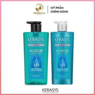 Cặp Dầu gội xả Kerasys Moisture Ampoule Shampoo 600ml (xanh)