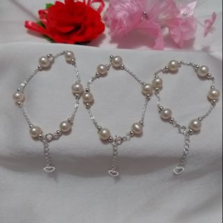 Lắc tay ngọc trắng phối bạc