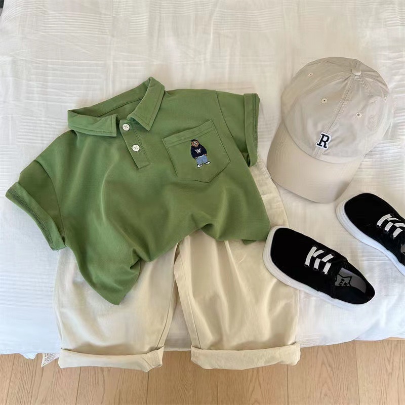 Áo POLO trẻ em ngắn tay bé trai mùa hè bé trai Áo thun cotton Hàn Quốc TTC208