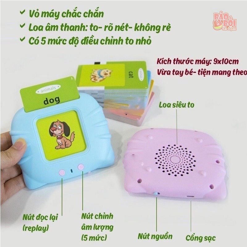 Máy đọc thẻ song ngữ, bộ kèm theo thẻ cho bé