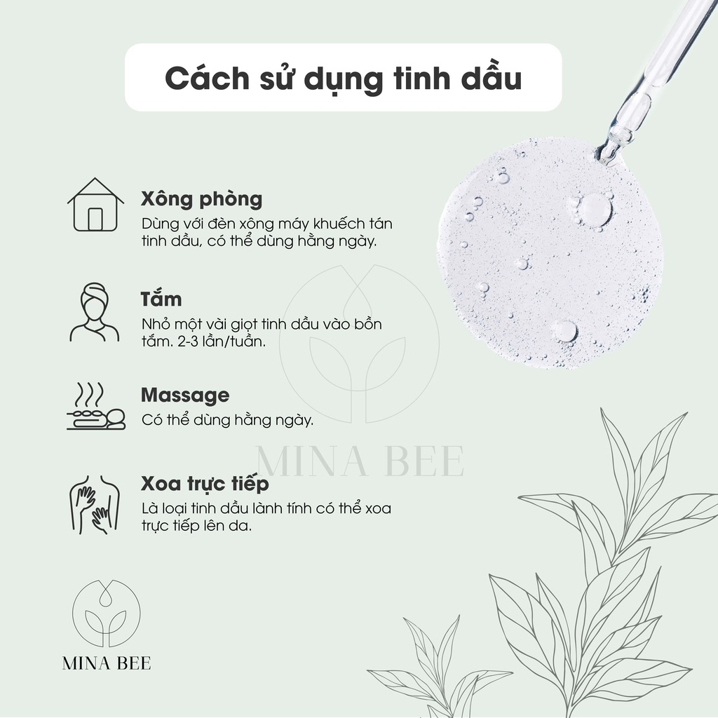 Tinh dầu Trà Trắng MinaBee | White Tea Essential Oil | Cao Cấp Nhập Khẩu | Thiên Nhiên Nguyên Chất |Có Kiểm Định COA