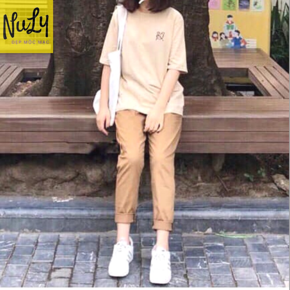 [CHẤT ĐẸP] Quần Kaki Nữ Unisex Ống Suông Sắn Gấu Hiện Đại, Cá Tính Freesize Dưới 60kg | BigBuy360 - bigbuy360.vn