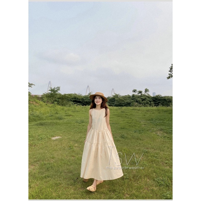 Váy maxi thô cổ yếm dáng dài (ảnh thật) | BigBuy360 - bigbuy360.vn