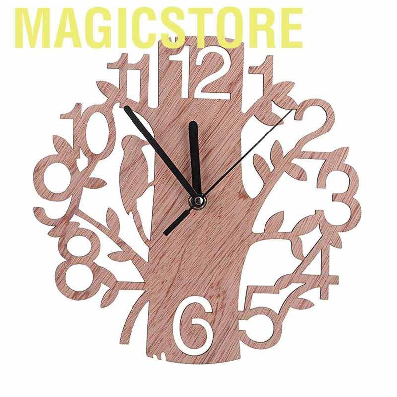 Magicstore Practical Round Wooden Tree Wall Clock Living Room Home Office Decoration Gift
