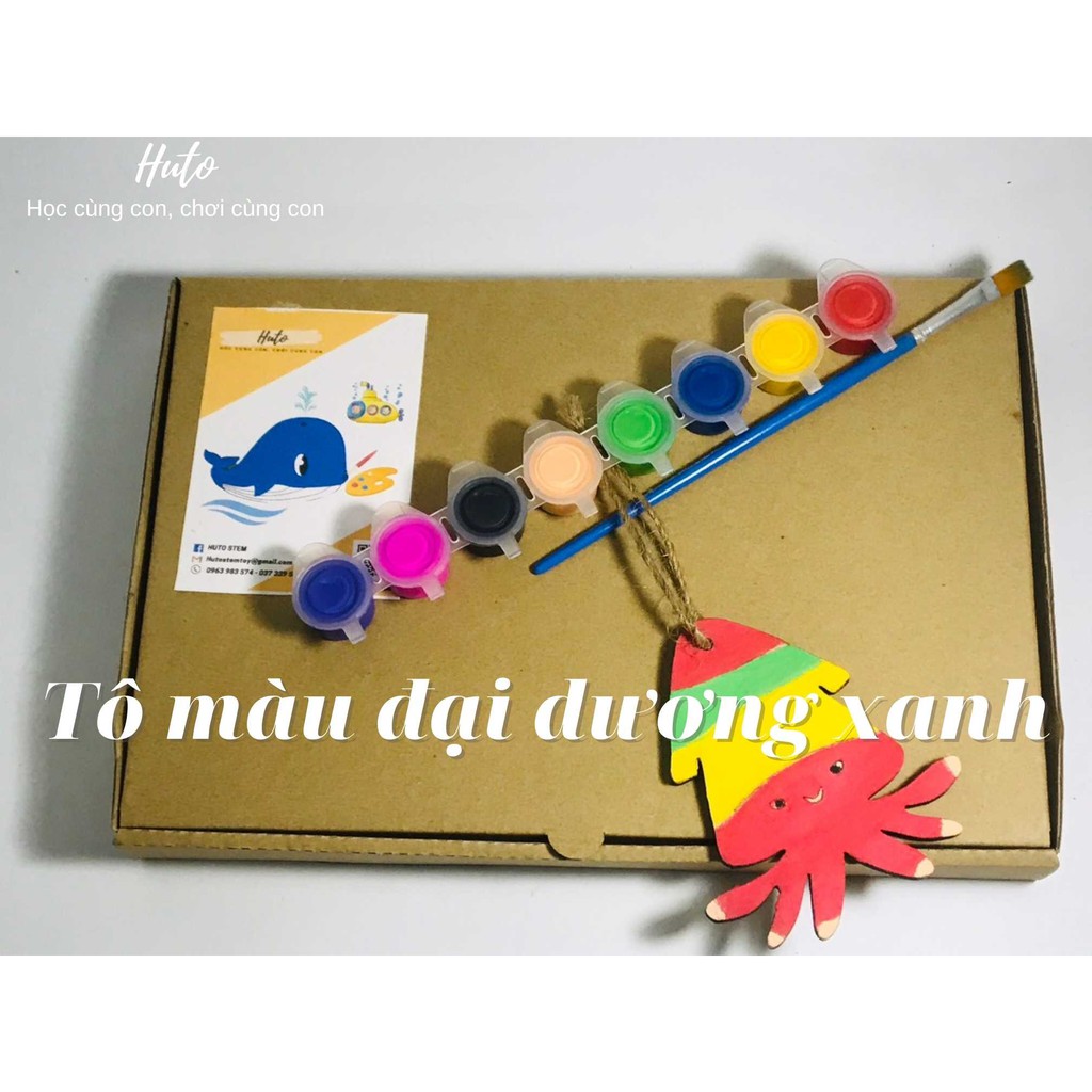 Bộ Trò Chơi Khám Phá Đại Dương, Tô Màu Cùng Bé, Tặng kèm màu cọ