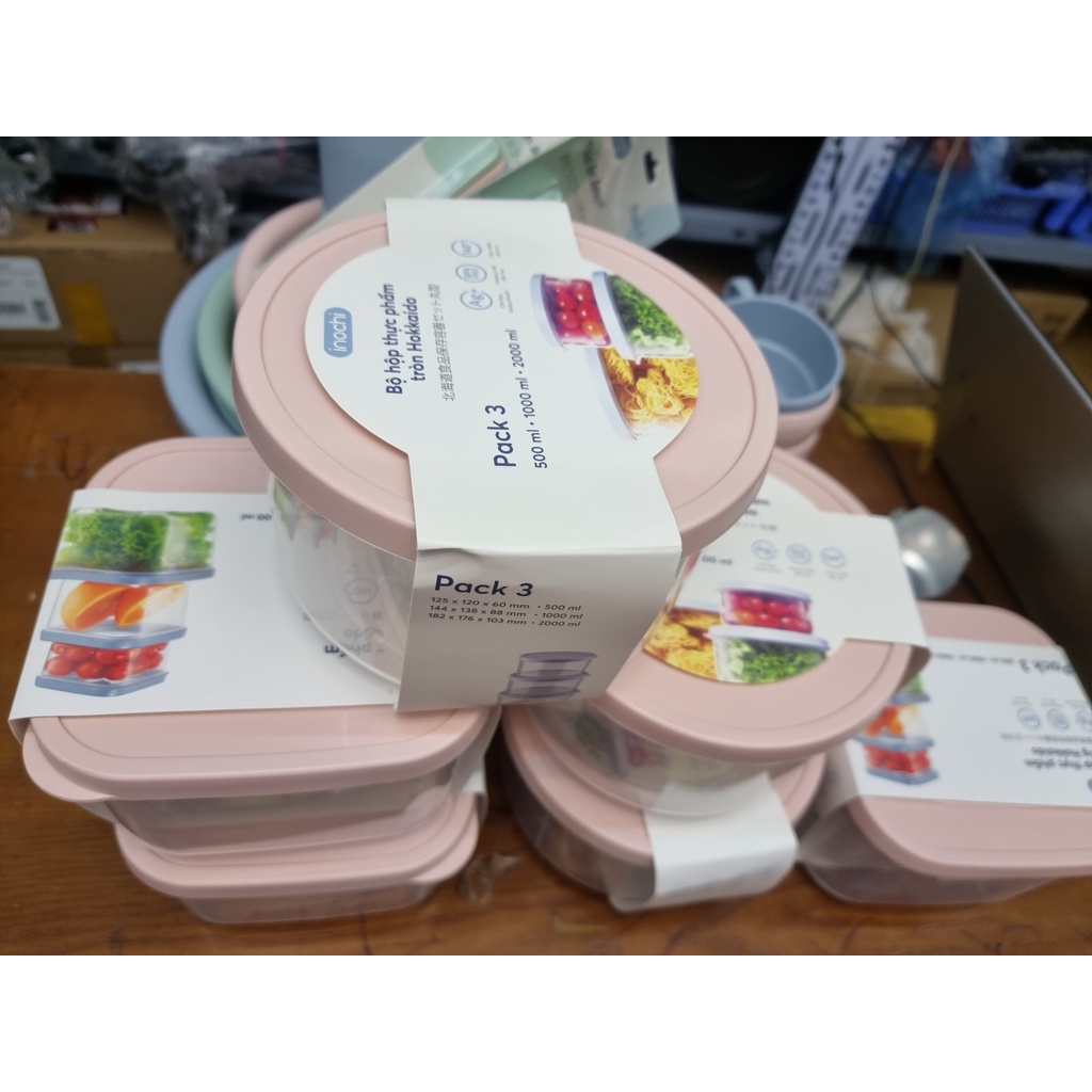 Hộp đựng thực phẩm trữ đông đựng cơm nhựa inochi trong tủ lạnh nhiều size có nắp kín