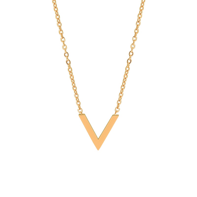 Vòng cổ Mặt Chữ V Màu Vàng Hồng 2022 Thời Trang Cho Nữ