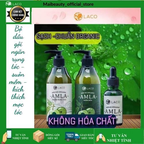 🌱[CHÍNH HÃNG]🌱 BỘ DẦU GỘI AMLA 3 SẢN PHẨM ORGANIC HỮU CƠ 100% - LACO