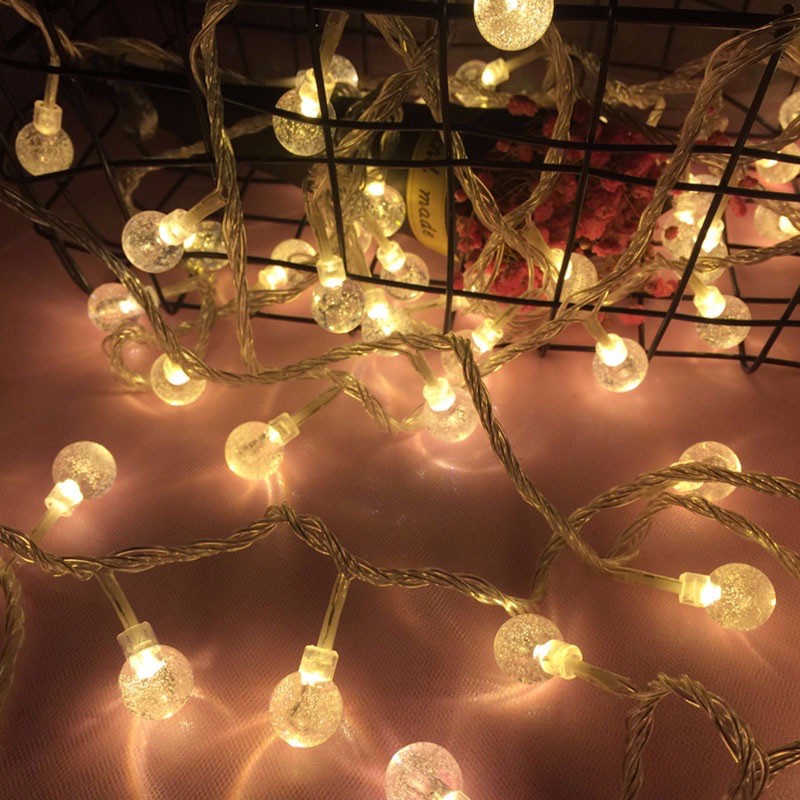 (RẺ VÔ ĐỐI_Free ship toàn quốc 40k) Đèn Led Trang Trí Bóng Tròn Nhỏ Màu Pha Lê Chạy Pin AA