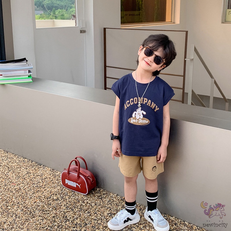 Áo Thun Sát Nách In Hoạt Hình Kiểu Hàn Quốc Thời Trang Mùa Hè Cho Bé