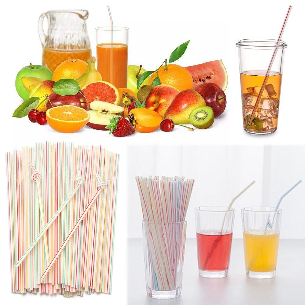 Set 100 / 200 / 300 Ống Hút Nhựa Dùng Để Trang Trí Đồ Uống Tiện Dụng