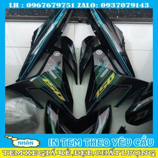 Trọn bộ Tem Rời ex 150 chỉ xanh dán xe đen 3 lớp ko bay màu